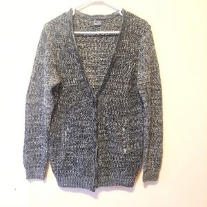 Sparlke and Fade Cozy Black and White Knit‎ Cardigan Size S
